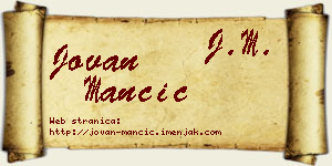 Jovan Mančić vizit kartica